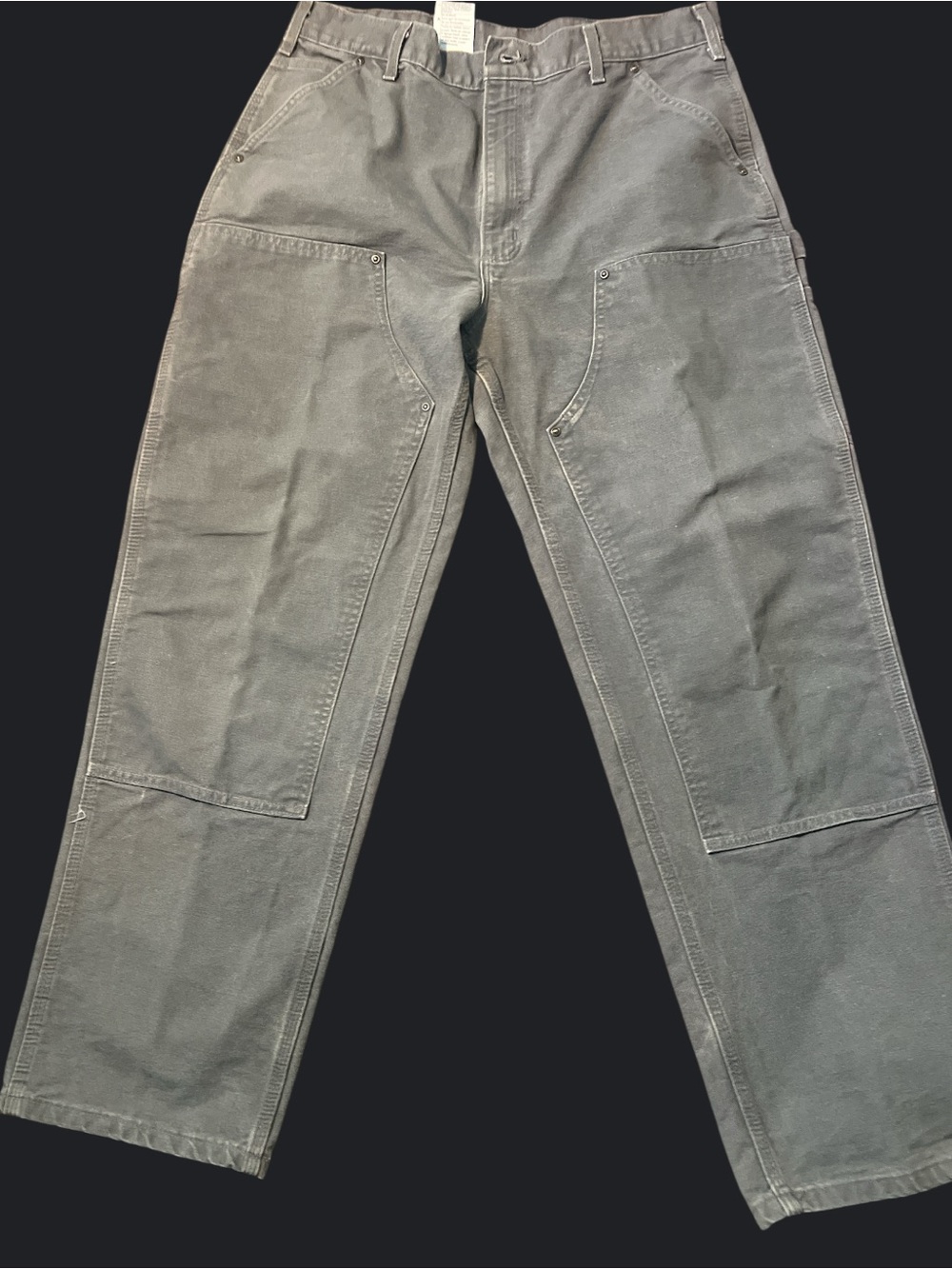 Vintage Carhartt B136 GVL Gravel Gray Double Front Work Pants 36x32